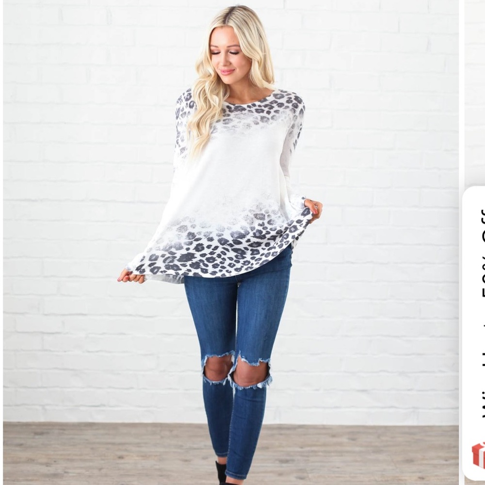 Jane.com Phil Love animal print top L NWOT